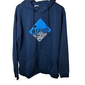 Columbia Navy Blue Graphic Pullover Hoodie Mens 2XL XXL Outdoor Hiking Camping
